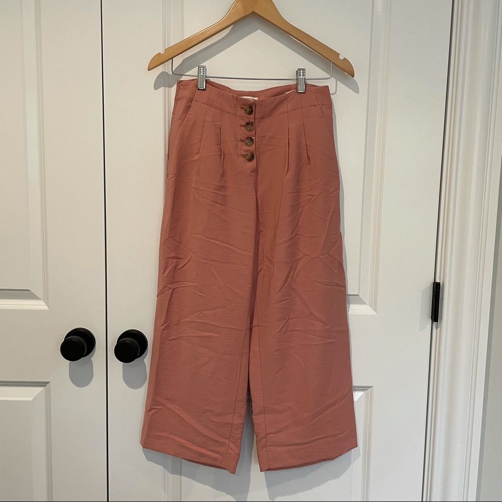 Loft button up wide leg pink petite pants